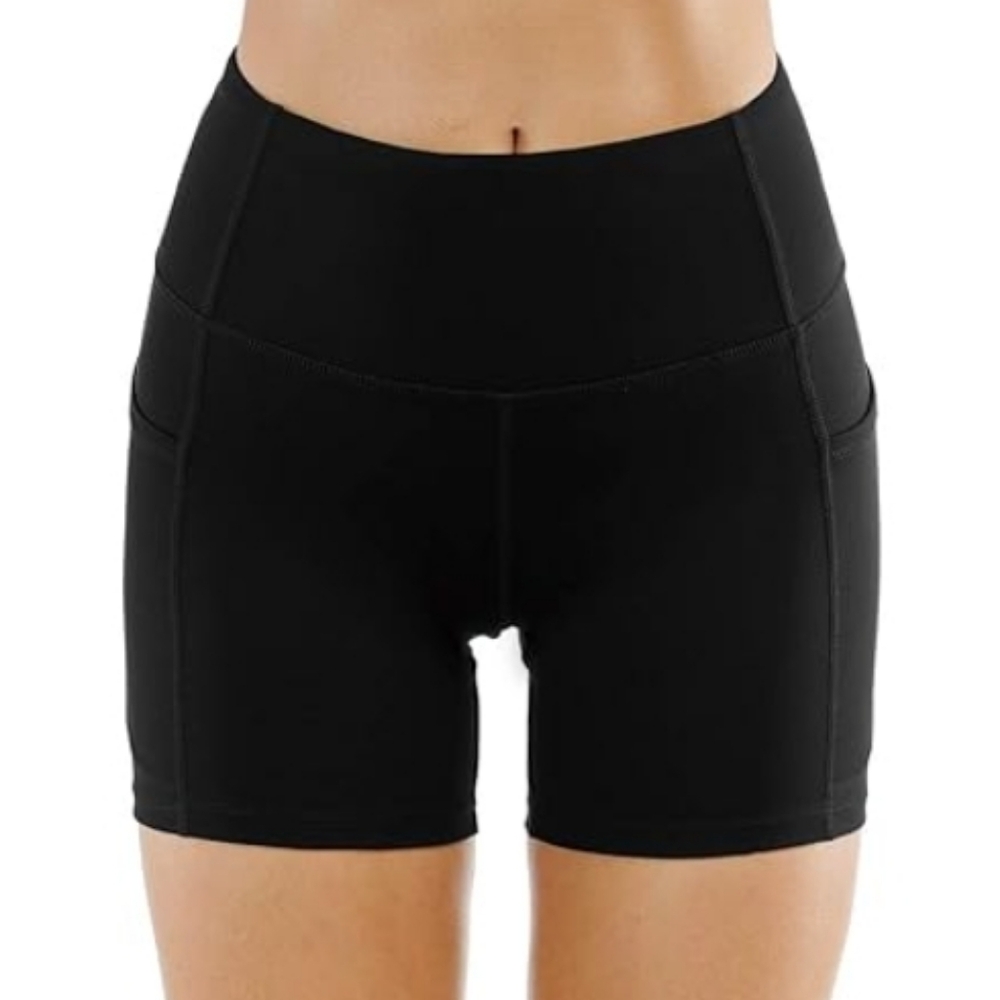 High Waist Yoga Athletic Shorts with Deep Pockets Black